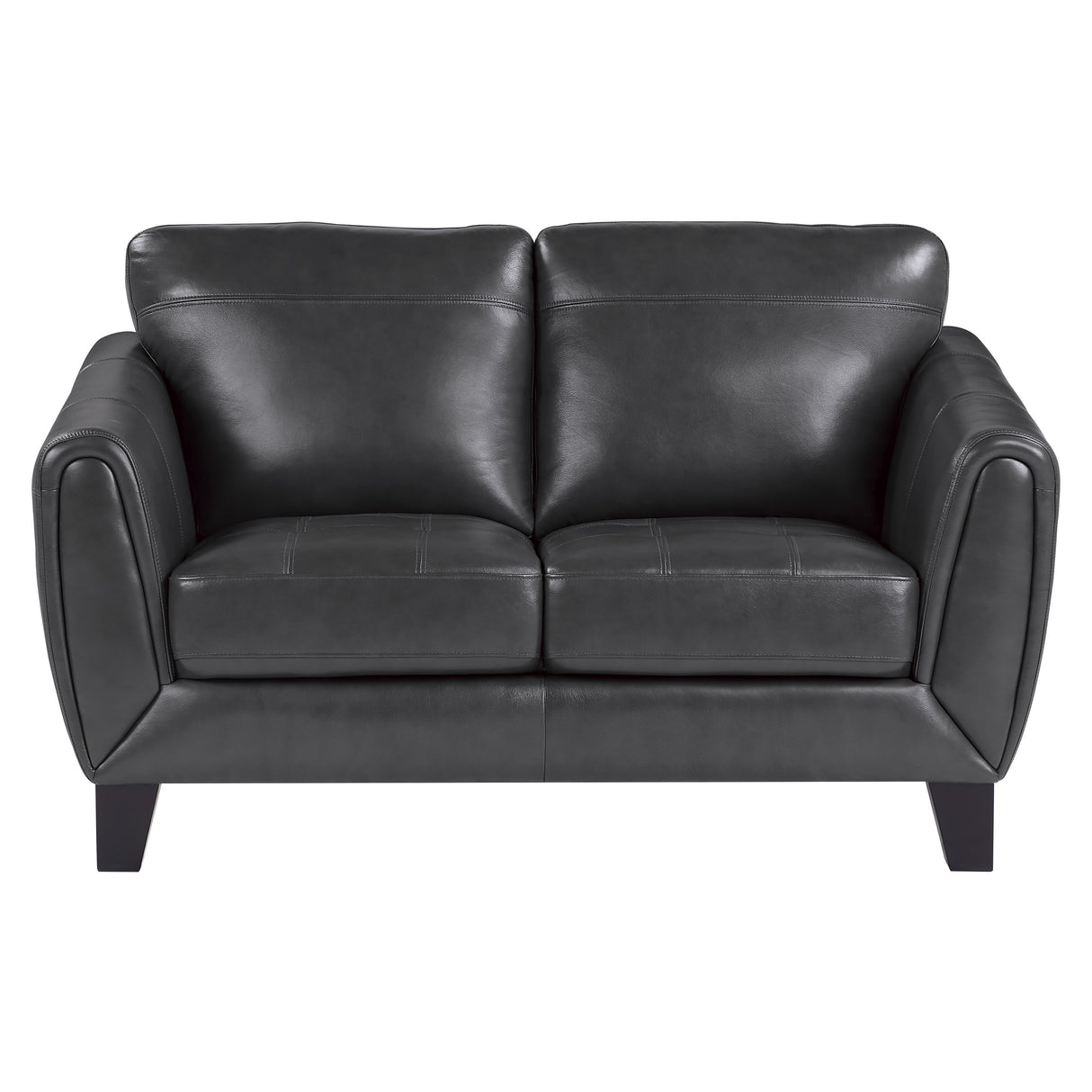 Spivey Dark Gray Leather Loveseat from Homelegance - Luna Furniture