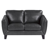 Spivey Dark Gray Leather Loveseat from Homelegance - Luna Furniture