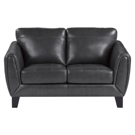 Spivey Dark Gray Leather Loveseat from Homelegance - Luna Furniture