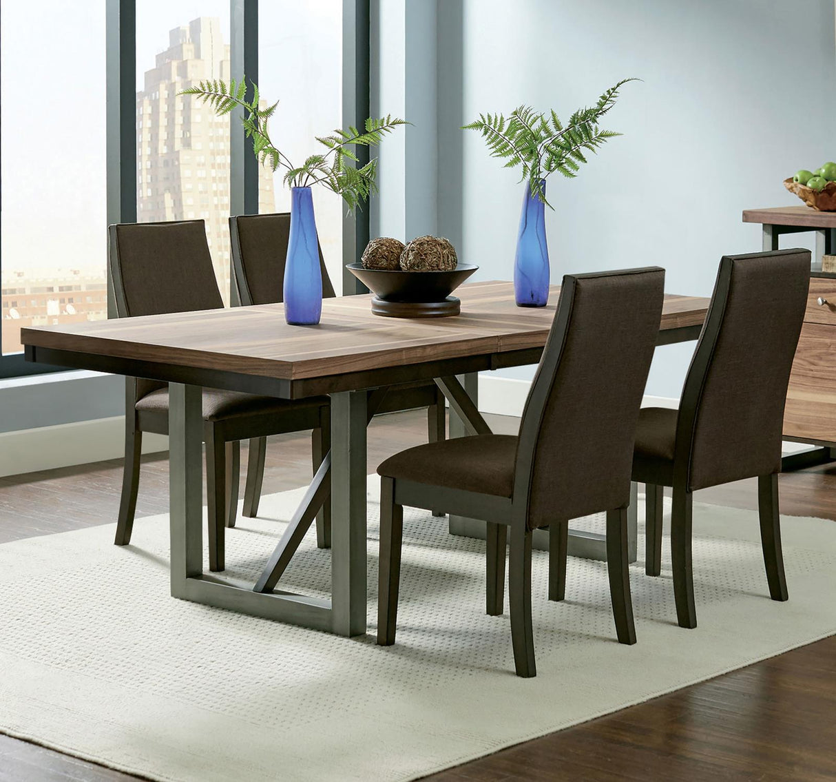 Spring Creek Natural Walnut 5-Piece Industrial Dining Set from Coaster - Luna Furniture