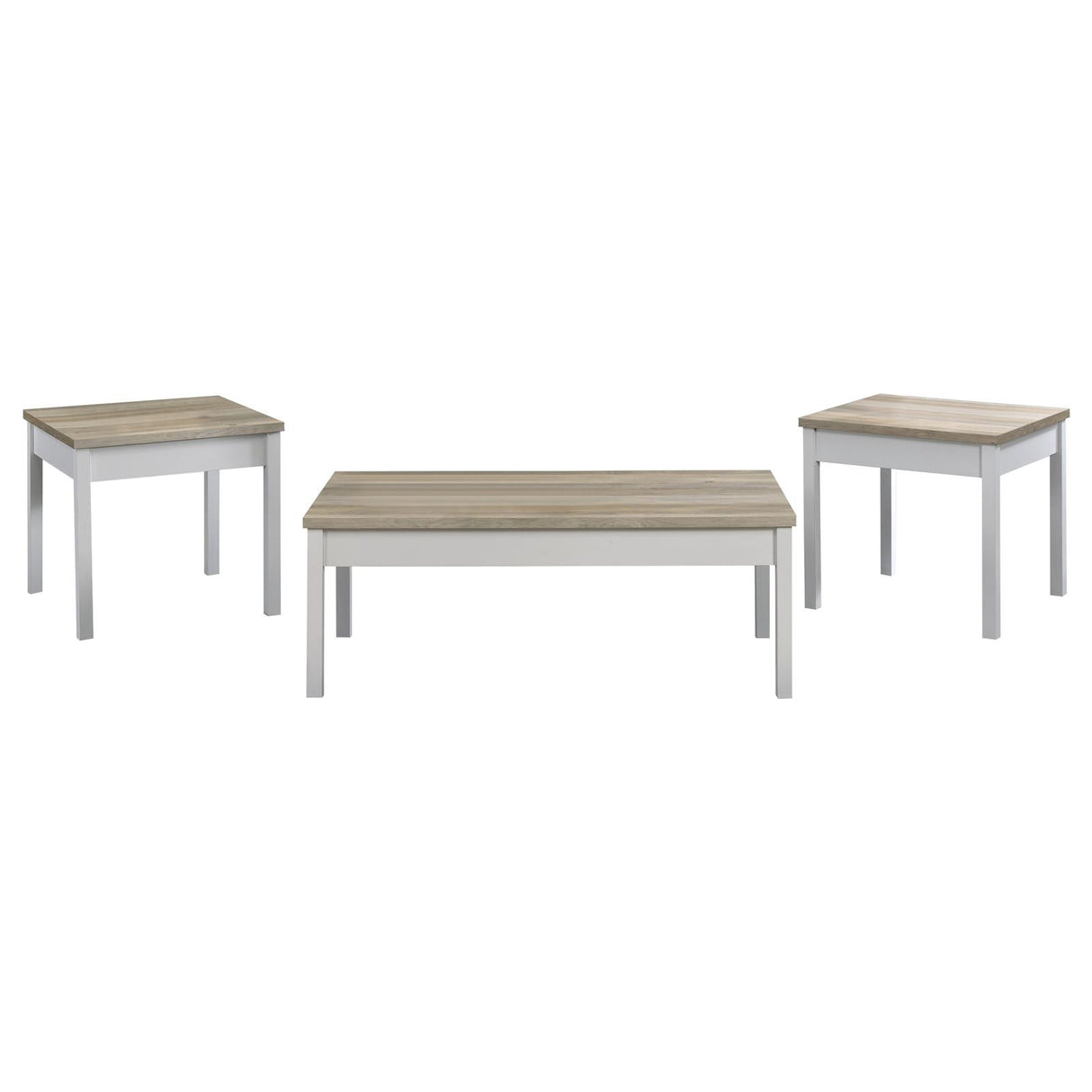 Stacie Antique Pine and White 3-Piece Composite Wood Coffee Table Set from Coaster - Luna Furniture