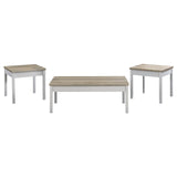 Stacie Antique Pine and White 3-Piece Composite Wood Coffee Table Set from Coaster - Luna Furniture