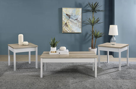 Stacie Antique Pine and White 3-Piece Composite Wood Coffee Table Set from Coaster - Luna Furniture