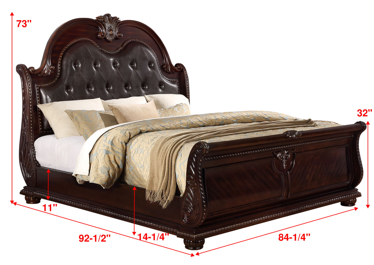 Stanley Cherry Brown King Upholstered Sleigh Bed from Crown Mark - Luna Furniture