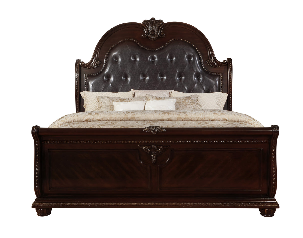 Stanley Cherry Brown King Upholstered Sleigh Bed from Crown Mark - Luna Furniture