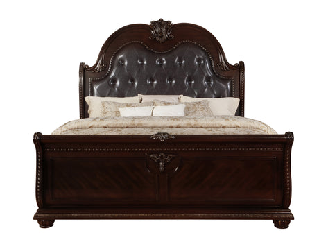 Stanley Cherry Brown King Upholstered Sleigh Bed from Crown Mark - Luna Furniture