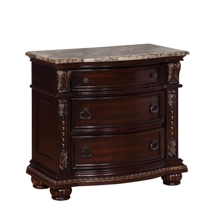 Stanley Cherry Brown Nightstand with Marble Top from Crown Mark - Luna Furniture