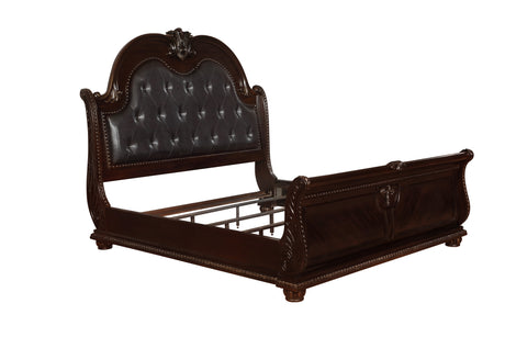 Stanley Cherry Brown Queen Upholstered Sleigh Bed from Crown Mark - Luna Furniture