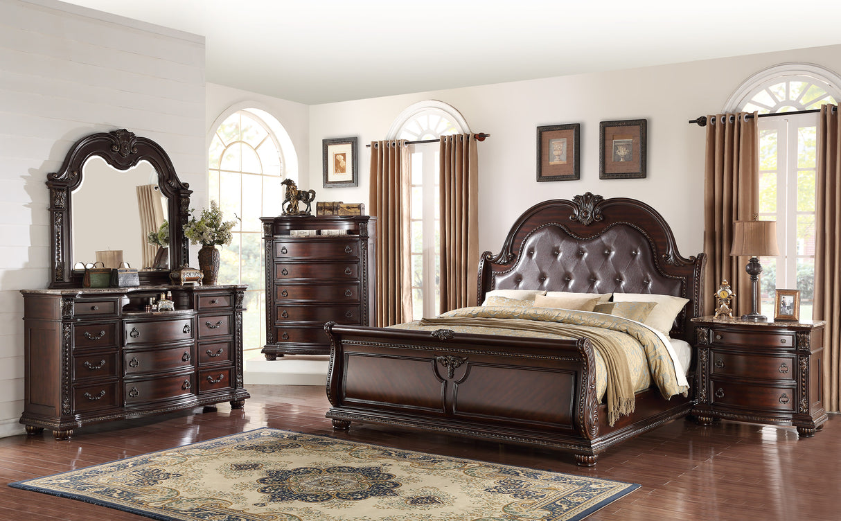 Stanley Cherry Brown Queen Upholstered Sleigh Bed from Crown Mark - Luna Furniture