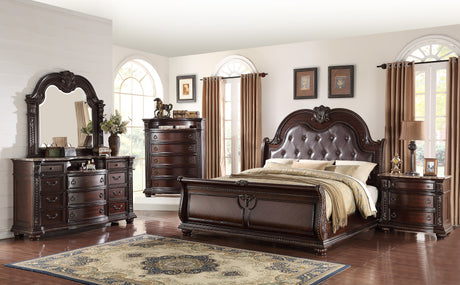 Stanley Cherry Brown Queen Upholstered Sleigh Bed from Crown Mark - Luna Furniture