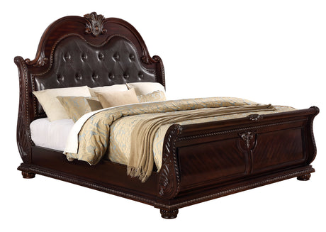 Stanley Cherry Brown Upholstered Sleigh Bedroom Set from Crown Mark - Luna Furniture