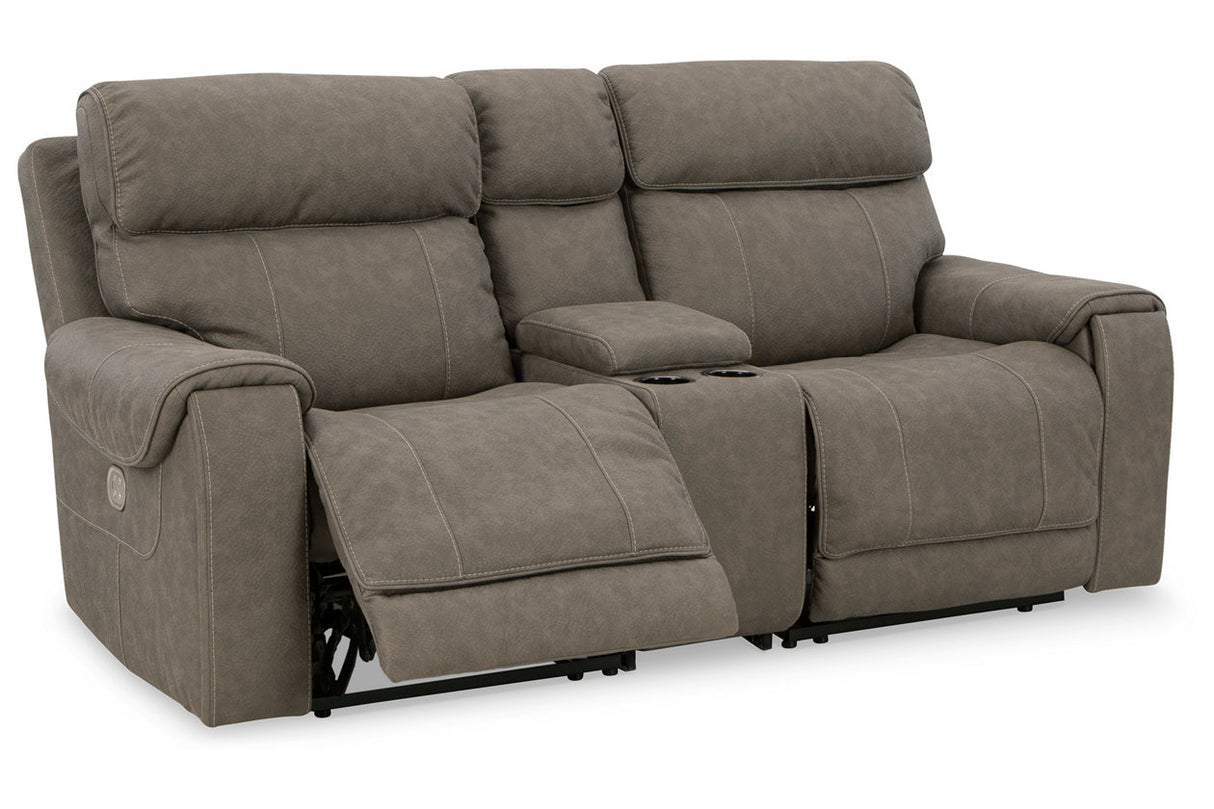 Starbot Fossil 3-Piece Power Reclining Sectional Loveseat with Console from Ashley - Luna Furniture