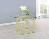 Starlight Clear and Brass Round Glass Top Dining Table from Coaster - Luna Furniture