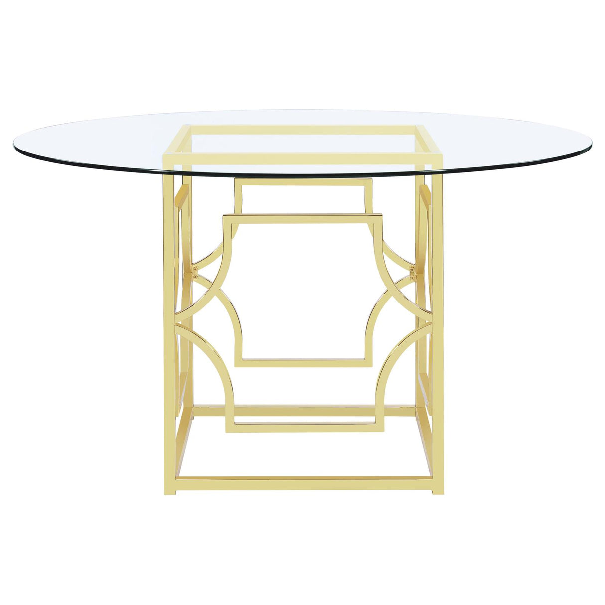 Starlight Clear and Brass Round Glass Top Dining Table from Coaster - Luna Furniture