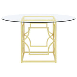 Starlight Clear and Brass Round Glass Top Dining Table from Coaster - Luna Furniture