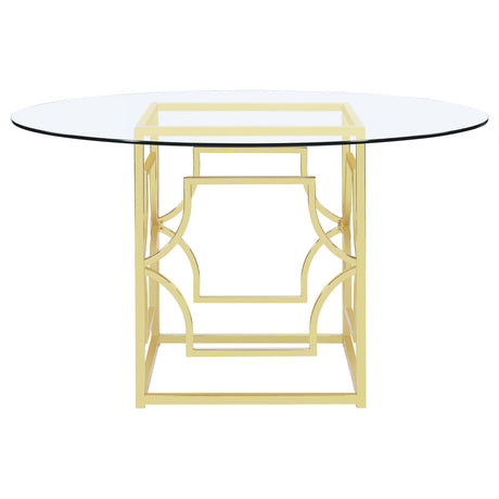 Starlight Clear and Brass Round Glass Top Dining Table from Coaster - Luna Furniture