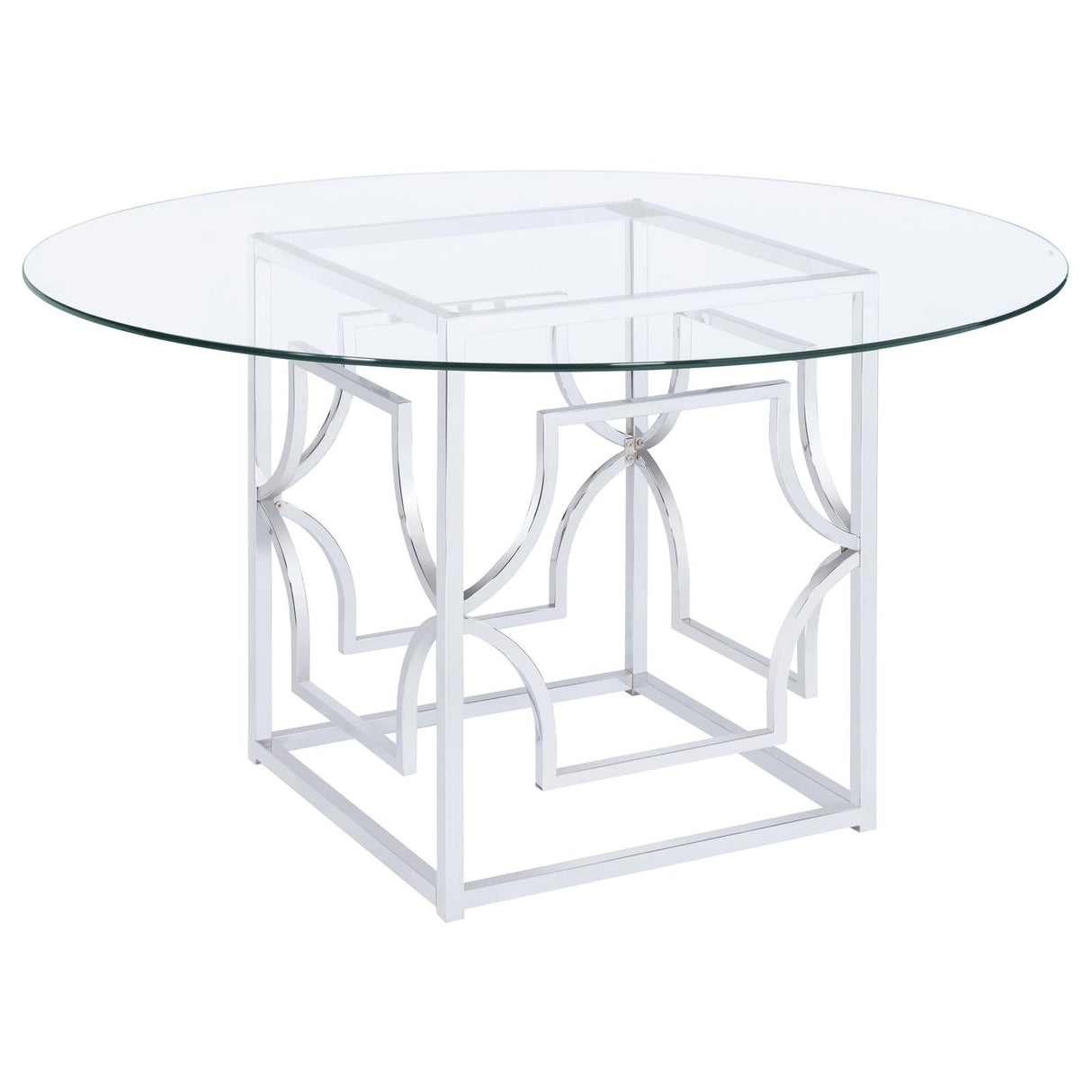 Starlight Clear and Chrome Round Glass Top Dining Table from Coaster - Luna Furniture