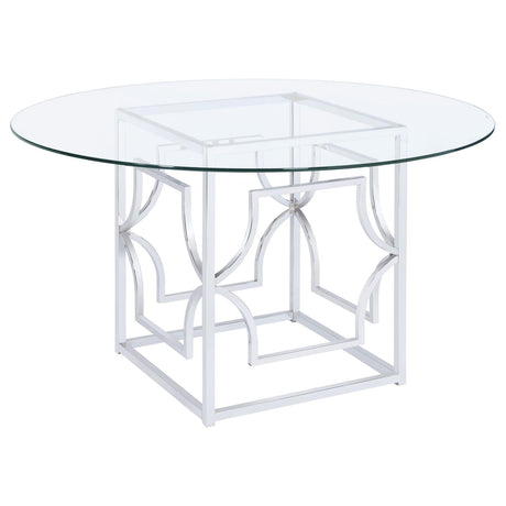 Starlight Clear and Chrome Round Glass Top Dining Table from Coaster - Luna Furniture