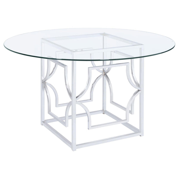 Starlight Clear and Chrome Round Glass Top Dining Table