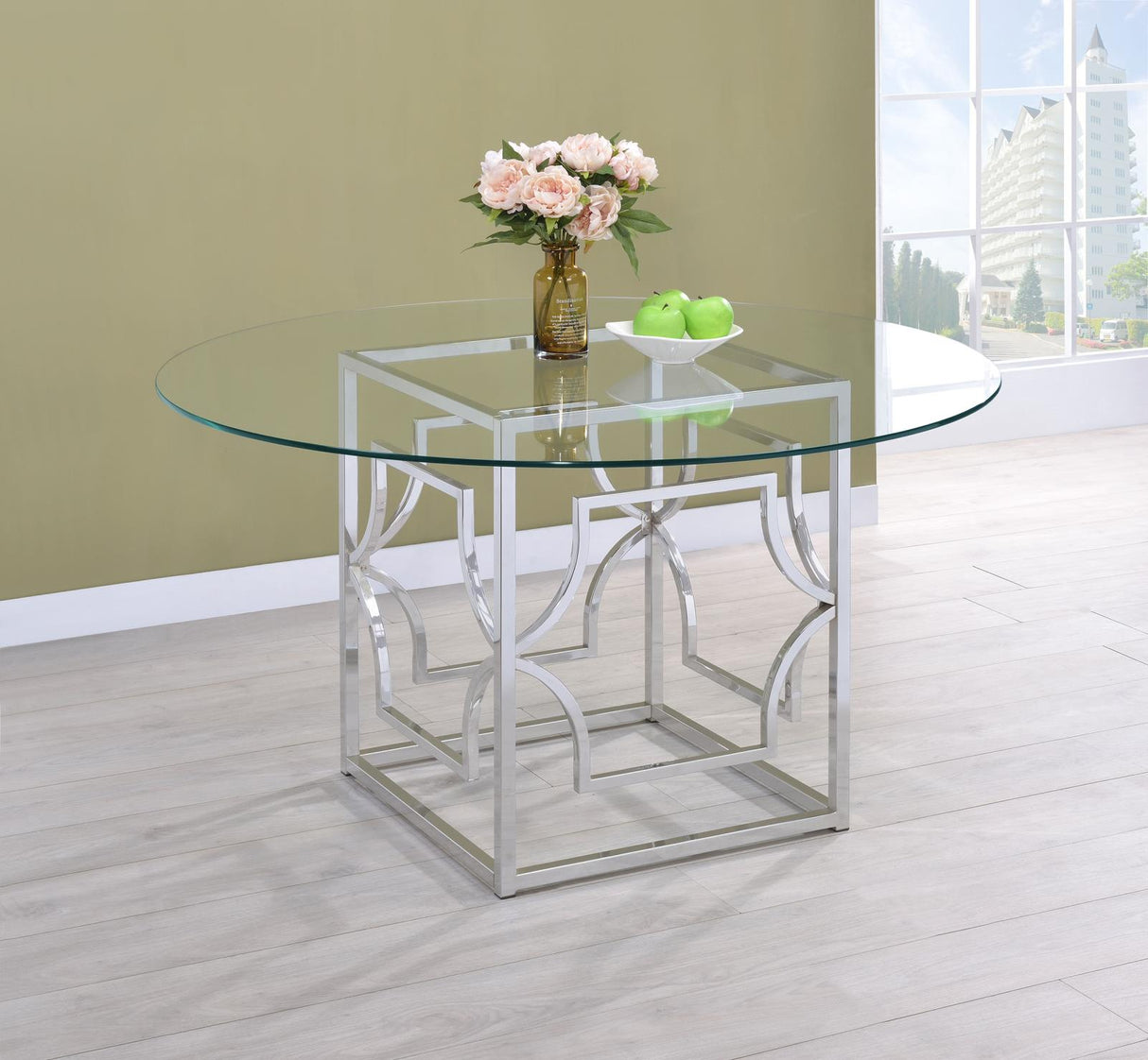 Starlight Clear and Chrome Round Glass Top Dining Table from Coaster - Luna Furniture