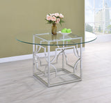 Starlight Clear and Chrome Round Glass Top Dining Table from Coaster - Luna Furniture