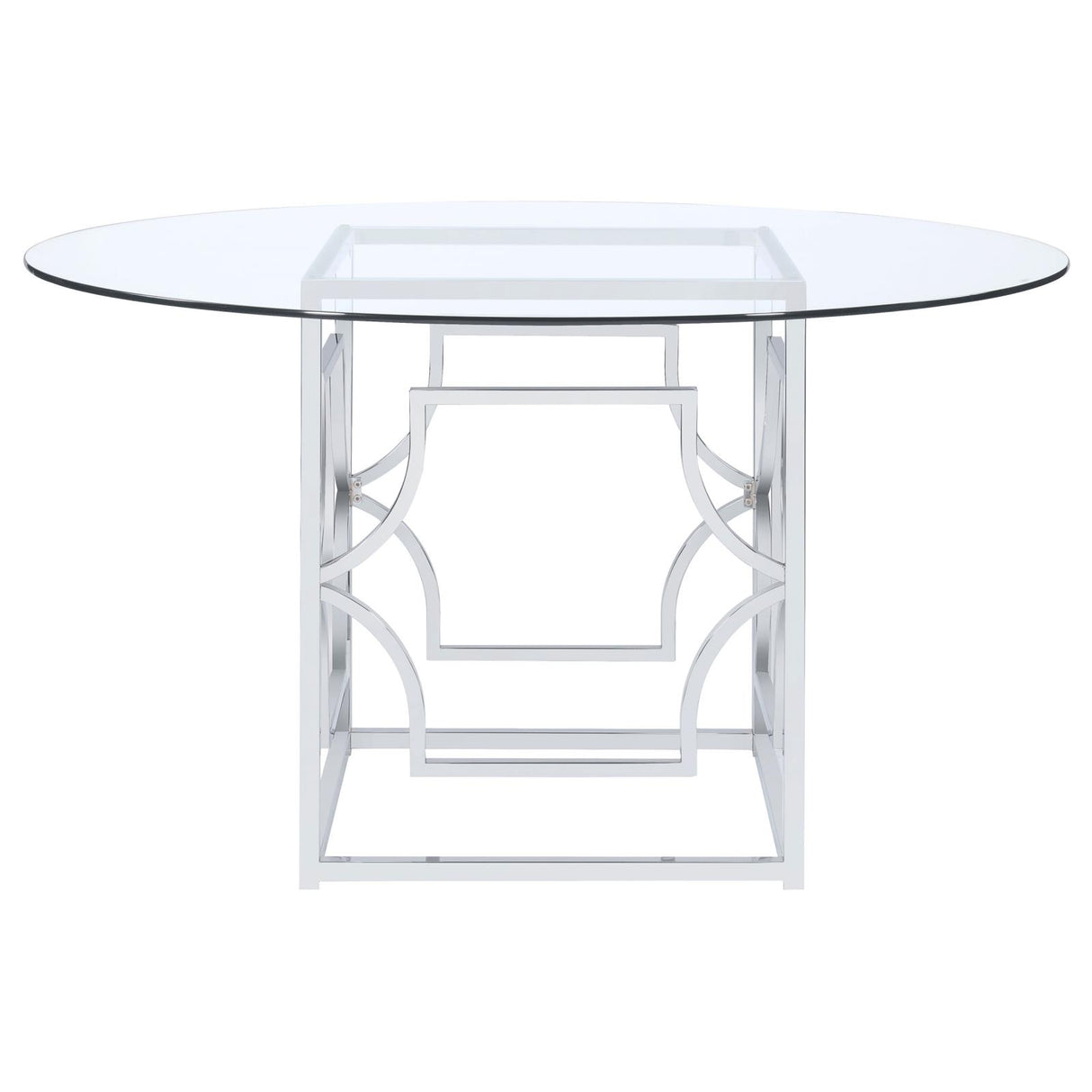 Starlight Clear and Chrome Round Glass Top Dining Table from Coaster - Luna Furniture