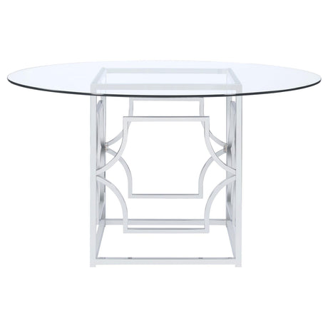 Starlight Clear and Chrome Round Glass Top Dining Table from Coaster - Luna Furniture