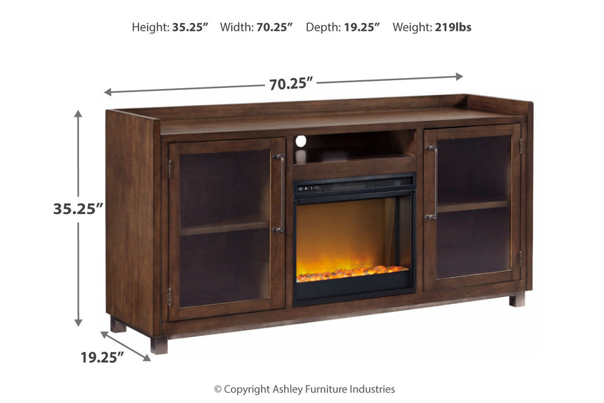 Starmore Brown 70" TV Stand with Electric Fireplace from Ashley - Luna Furniture