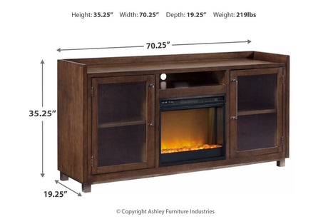 Starmore Brown 70" TV Stand with Electric Fireplace from Ashley - Luna Furniture