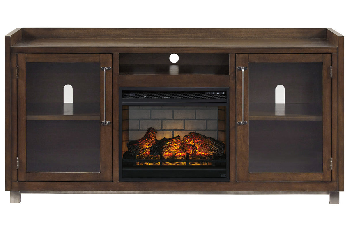 Starmore Brown 70" TV Stand with Electric Fireplace from Ashley - Luna Furniture