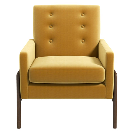 Stella Dark Yellow Velvet Solid Wood Lounge Chair from Midinmod - Luna Furniture
