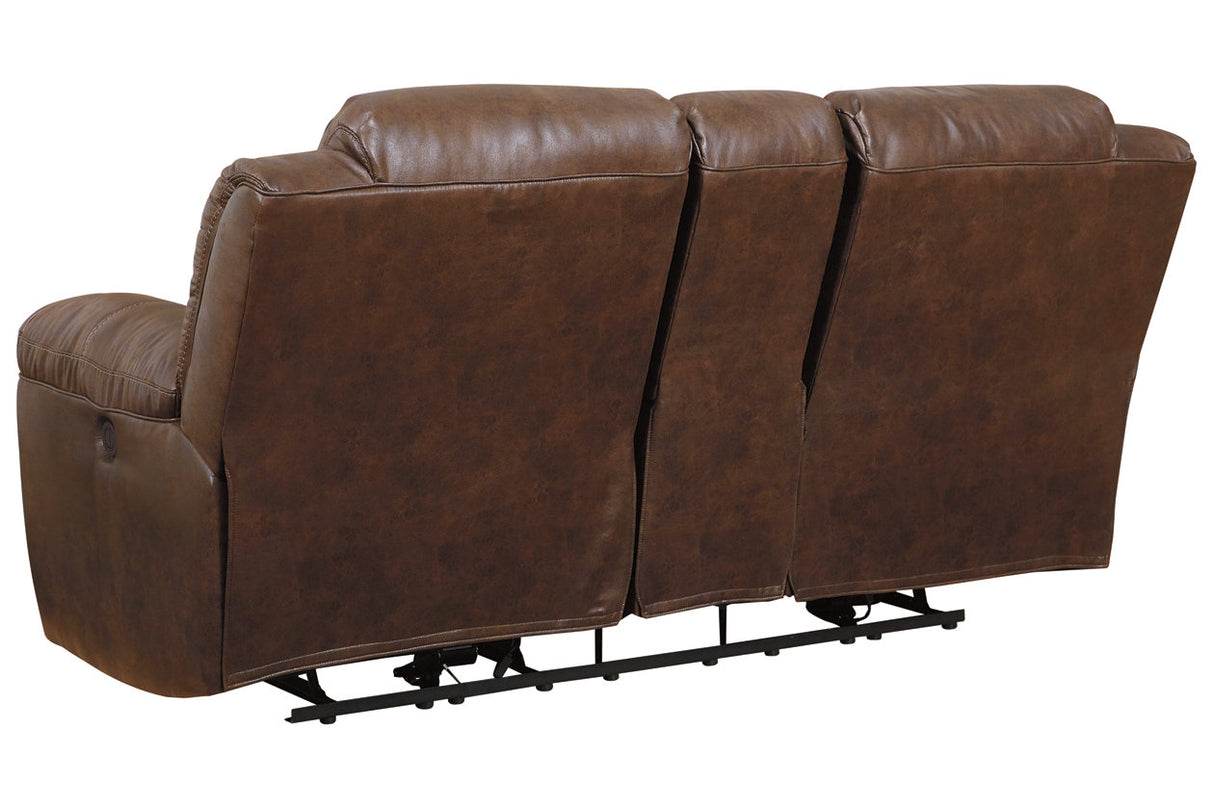 Stoneland Chocolate Reclining Loveseat with Console from Ashley - Luna Furniture
