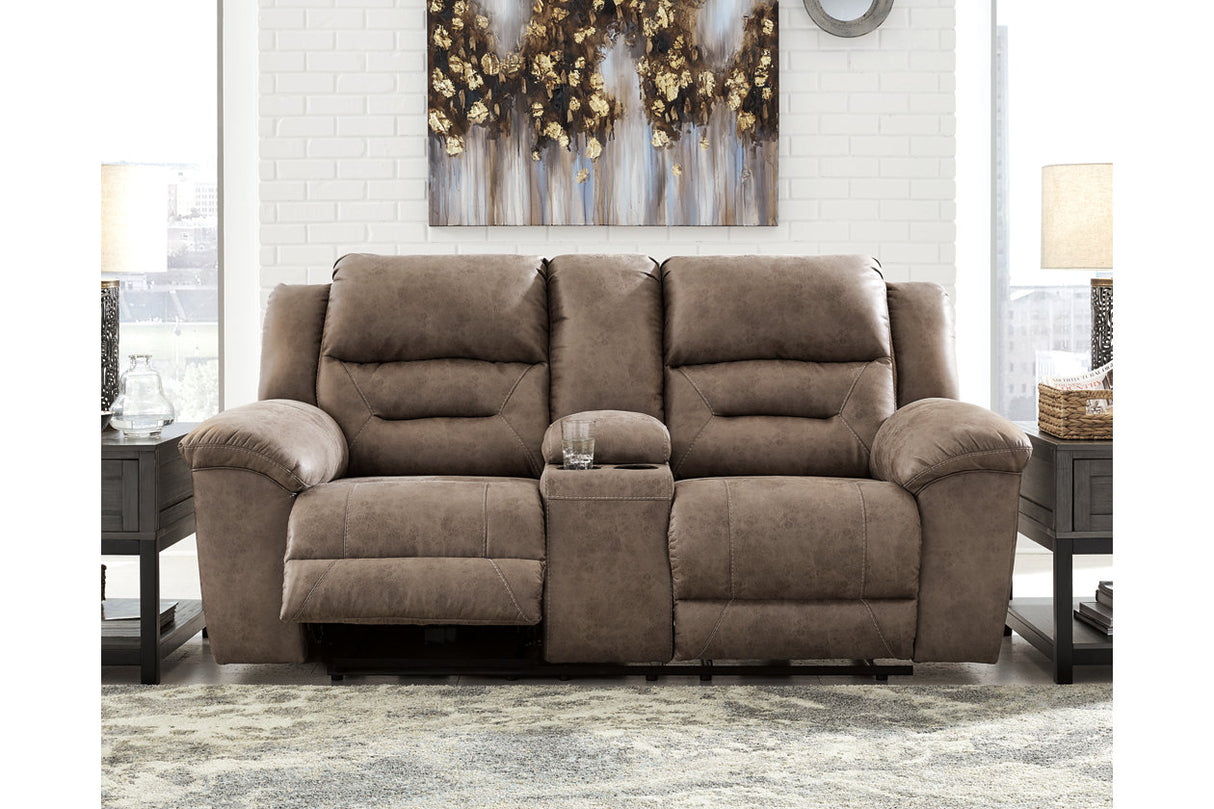 Stoneland Fossil Power Reclining Loveseat with Console from Ashley - Luna Furniture