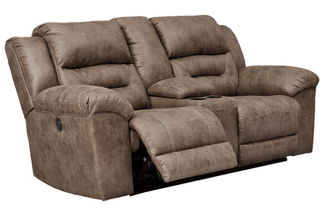 Stoneland Fossil Power Reclining Loveseat with Console from Ashley Furniture - Luna Furniture