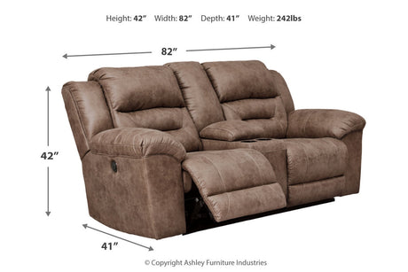 Stoneland Fossil Power Reclining Loveseat with Console from Ashley Furniture - Luna Furniture