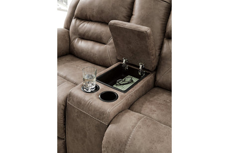 Stoneland Fossil Power Reclining Loveseat with Console from Ashley Furniture - Luna Furniture