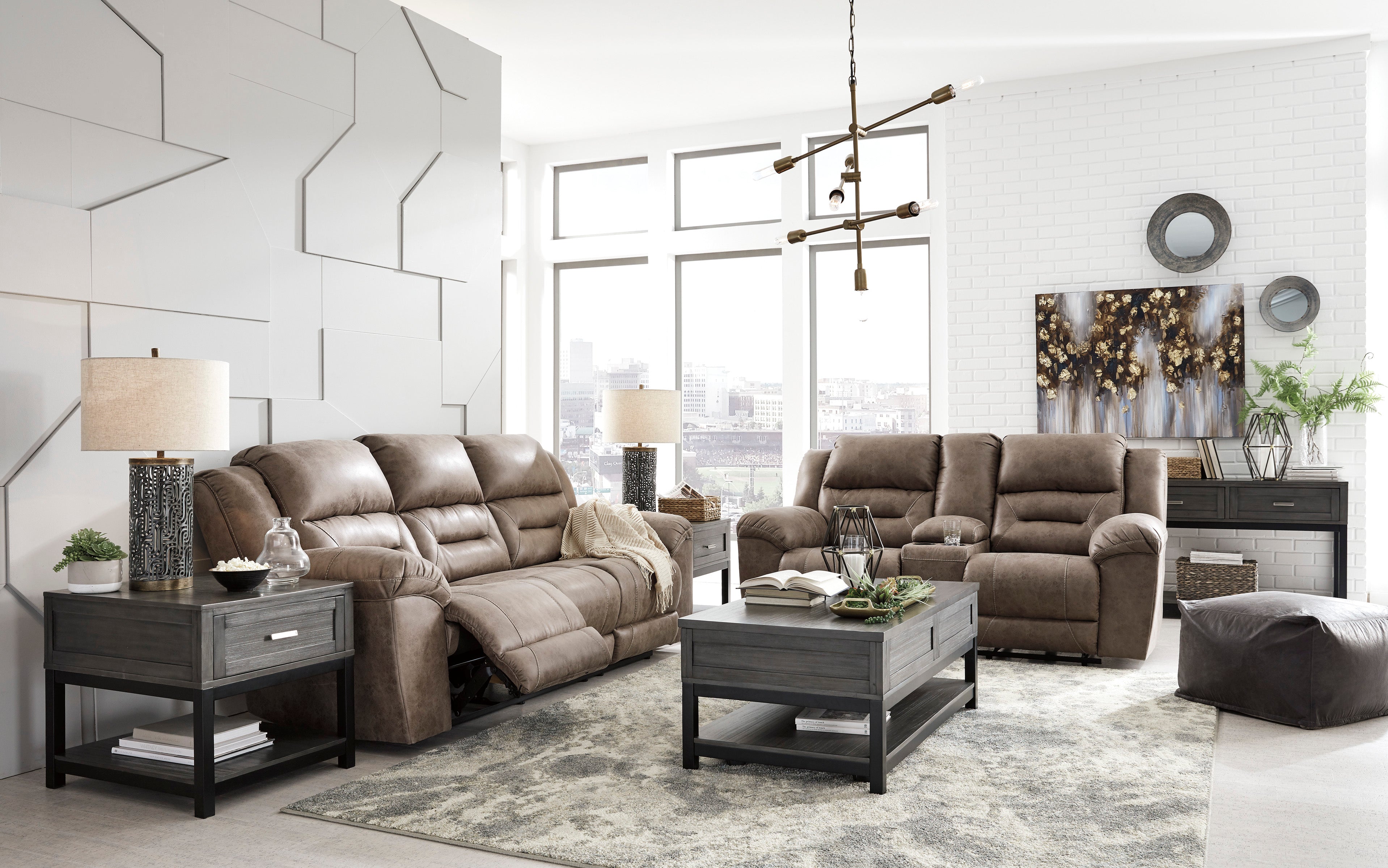 Stoneland Fossil Reclining Living Room Set - Luna Furniture