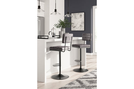Strumford Gray/Black Bar Height Barstool, Set of 2 from Ashley - Luna Furniture
