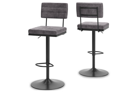 Strumford Gray/Black Bar Height Barstool, Set of 2 from Ashley - Luna Furniture