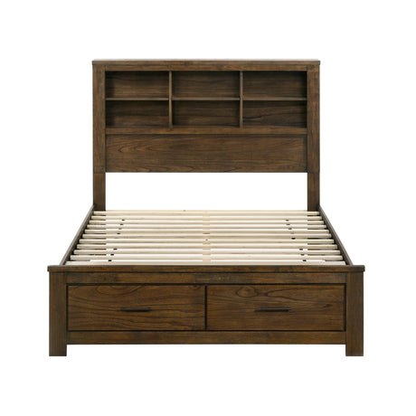 Sullivan Brown Bookcase Storage Platform Bedroom Set from Homelegance - Luna Furniture