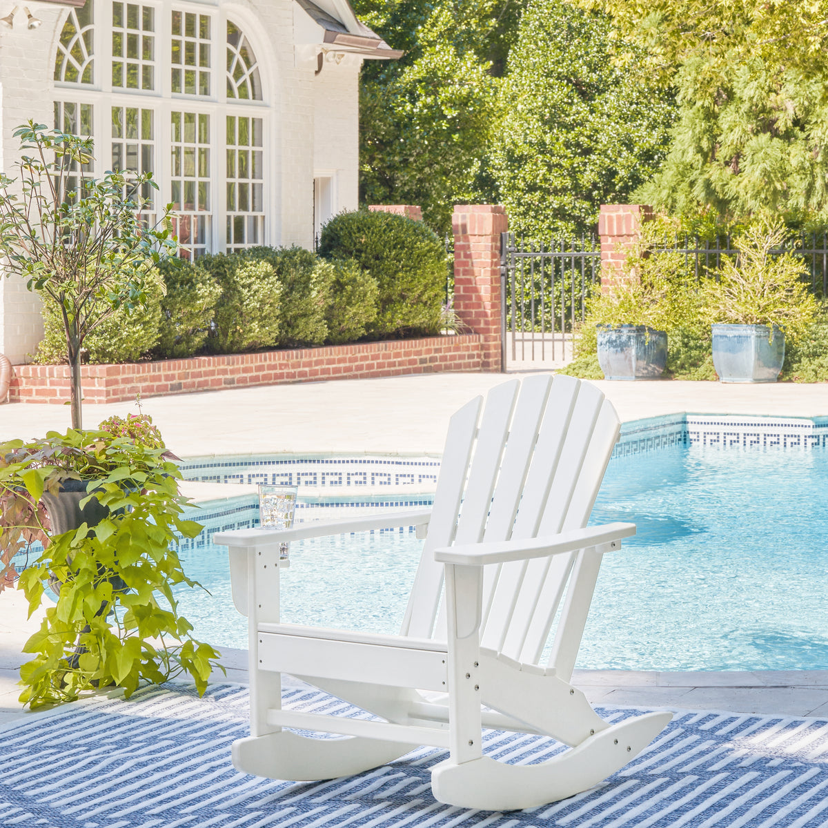 Ashley Sundown Treasure White Outdoor Rocking Chair - Luna Furniture