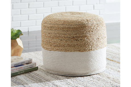 Sweed Valley Natural/White Pouf from Ashley - Luna Furniture