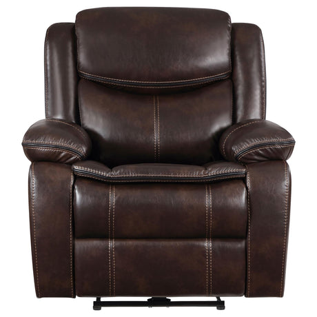 Sycamore Dark Brown Upholstered Power Recliner Chair from Coaster - Luna Furniture