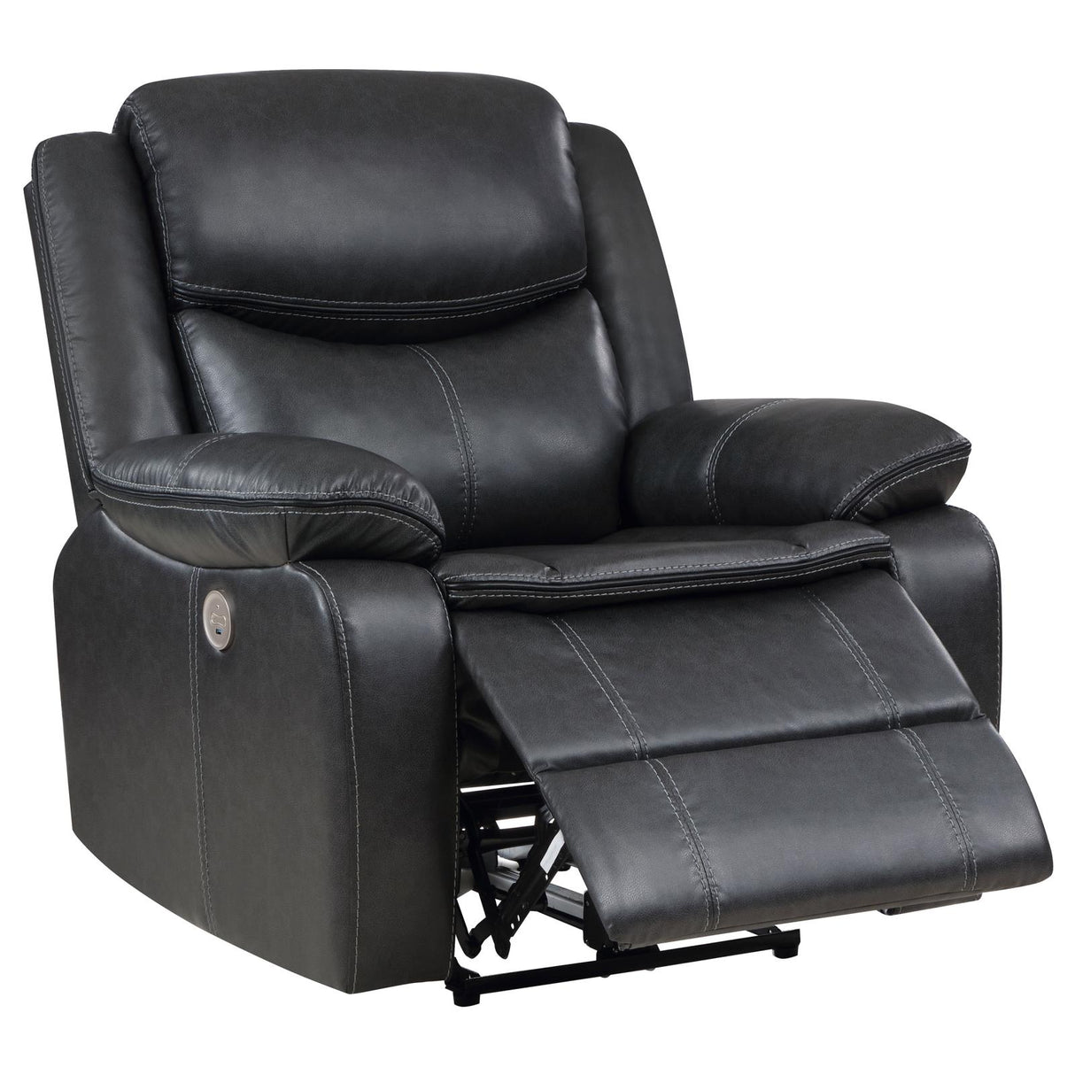Sycamore Dark Gray Upholstered Power Recliner Chair from Coaster - Luna Furniture