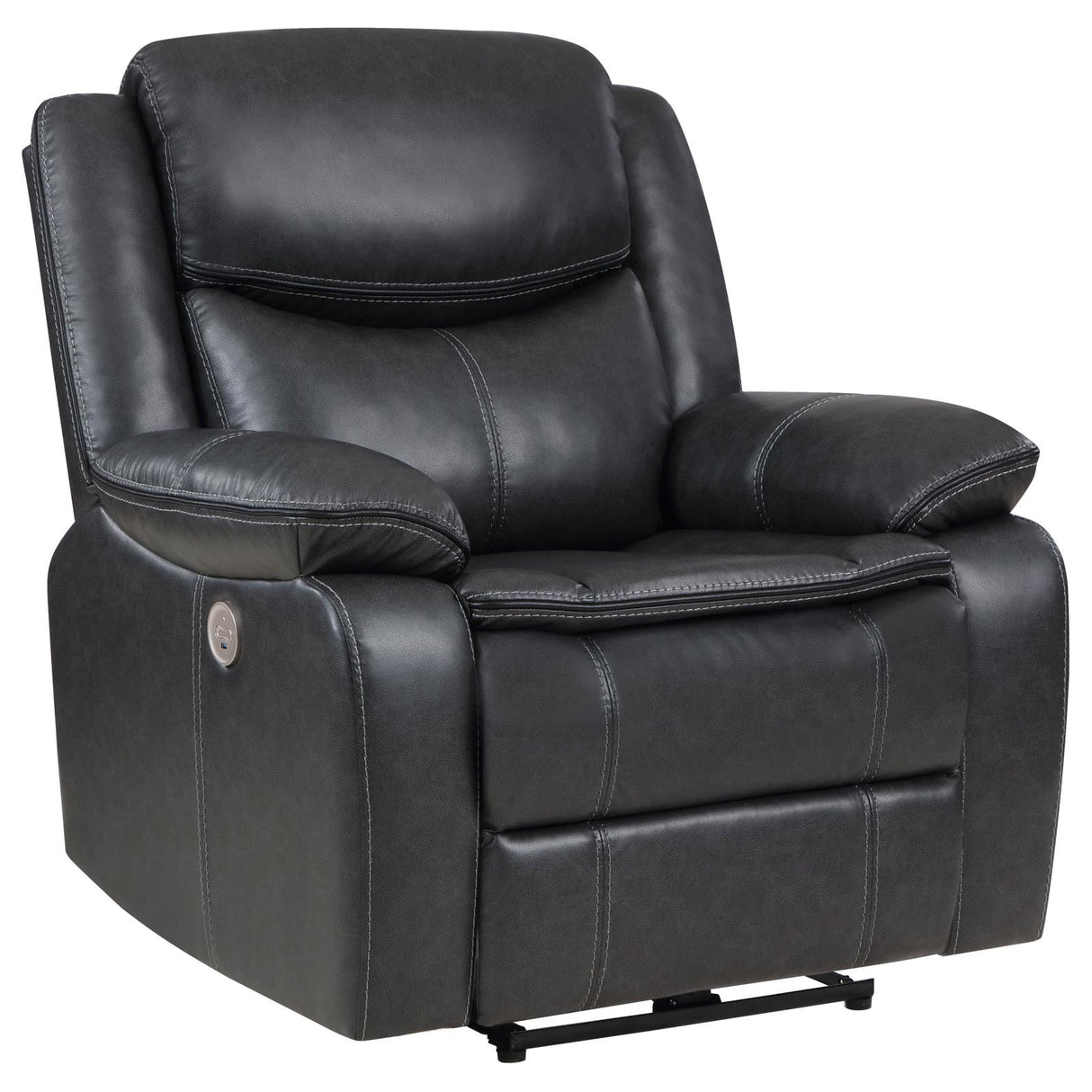 Sycamore Dark Gray Upholstered Power Recliner Chair from Coaster - Luna Furniture