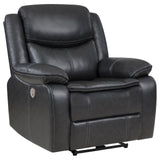 Sycamore Dark Gray Upholstered Power Recliner Chair from Coaster - Luna Furniture