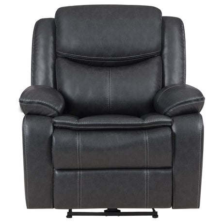 Sycamore Dark Gray Upholstered Power Recliner Chair from Coaster - Luna Furniture