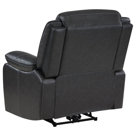Sycamore Dark Gray Upholstered Power Recliner Chair from Coaster - Luna Furniture