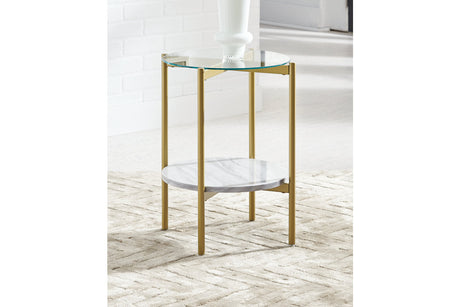 Wynora White/Gold End Table -  - Luna Furniture