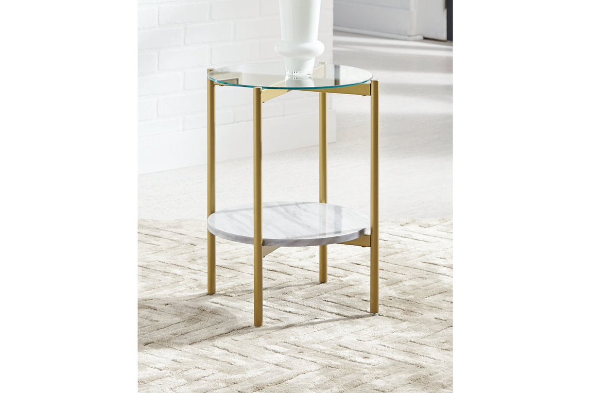 Wynora White/Gold End Table -  - Luna Furniture